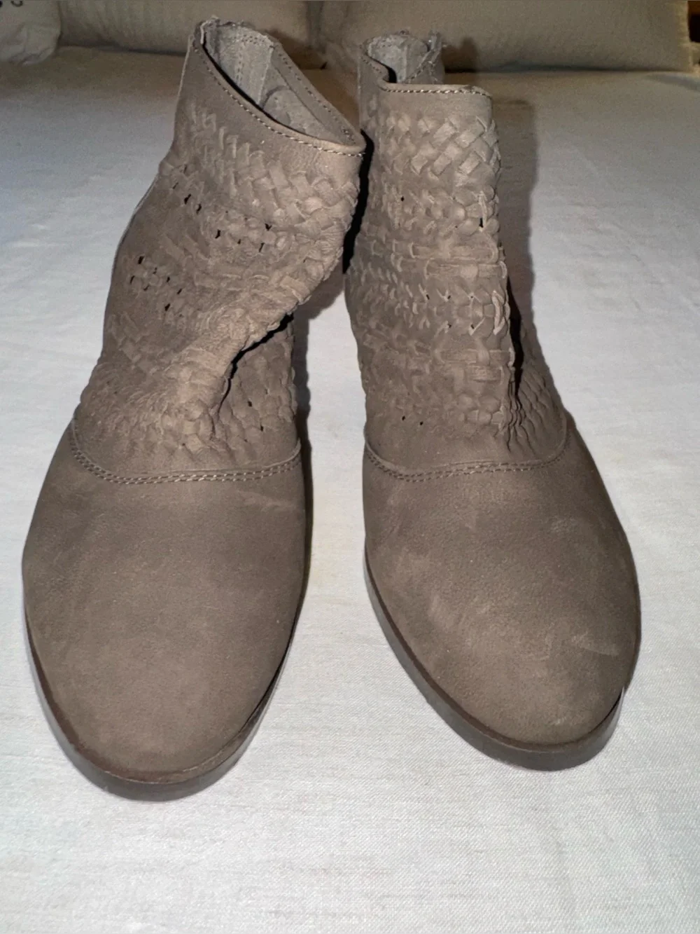 Diba Woven Accent Brown Ankle suede Boots for Women